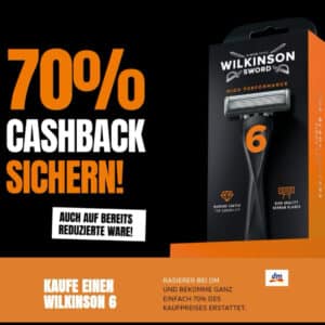 70% Cashback auf Wilkinson 6 Rasierer bei DM