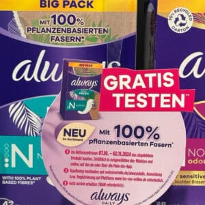 Always Daily Slipeinlagen vom 07.10.- 02.11.24 gratis testen ( dm-drogerie markt oder Globus)