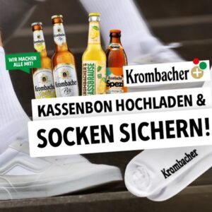 1 Paar Krombacher Socken GRATIS beim Kauf von Krombacher Produkten im Wert von 10€