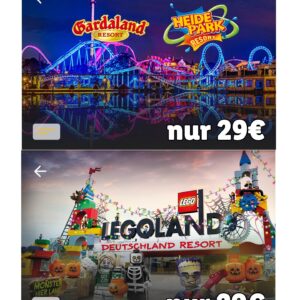 [LIDL PLUS] 1x Tagesticket (Erwachsene) nur 29€ für Heide Park Resort (statt ab 37€) oder LEGOLAND Deutschland Resort (statt ab 39€) oder Gardaland Park (IT) (statt ab 39€)