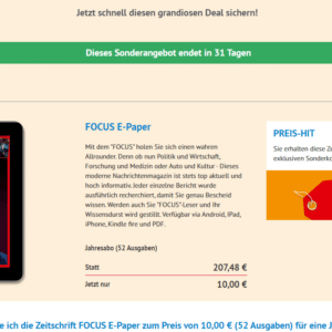 Focus e-paper Jahresabo für 10€ 😍