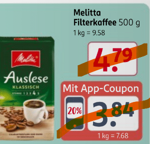 Melitta Kaffee für nur 3,46€ / 500g bei ROSSMANN mit App-Coupons (21.-25.10.2024)