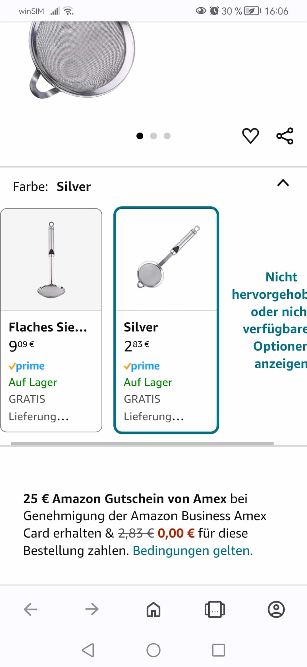 Preisfehler? Edelstahlsieb für 2,83€ bei Amazon