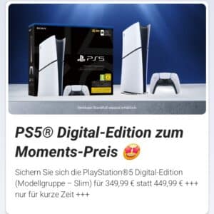 Telekom Magenta Moments App - PlayStation 5 Digital-Edition zum Moments-Preis sichern