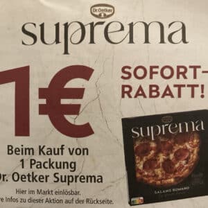 1€ Rabatt auf Dr. Oetker Suprema Pizza