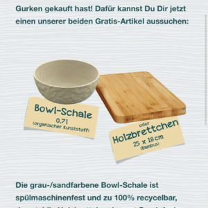 Gratis Bowl-Schale oder Holzbrettchen beim Kauf von 3x Spreewaldhof Gurken 🥒