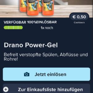 50ct Rabatt auf Drano Power-Gel