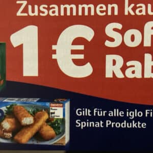 1€ Kassenrabatt auf Iglo Spinat + Iglo Fischstäbchen