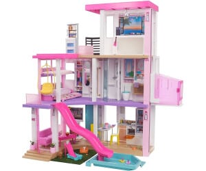 Barbie Dream House (114 cm), 3-stöckiges Puppenhaus mit Barbie-Pool, Rutsche, Barbie-Rollstuhllift, 75&#043; Barbie-Zubehörteile