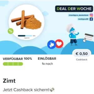 0,50€ Cashback auf Zimt bei Marktguru