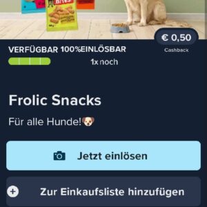 50ct Rabatt auf Frolic Snacks