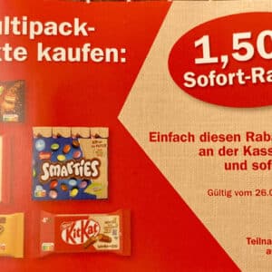 1,50€ Rabatt auf 3x Multipack Kitkat Lion Smarties Nuts