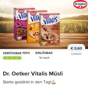 0,60€ Cashback auf Dr. Oetker Vitalis Müsli bei Marktguru