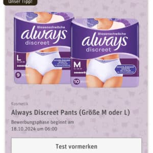 REWE Produkttest - Always Discreet Pants (Größe M oder L)