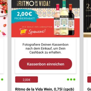 2,00€ Cashback auf Ritmo de la Vida Wein bei scondoo