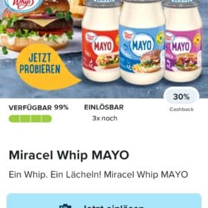 30% Cashback auf Miracel Whip MAYO bei Marktguru