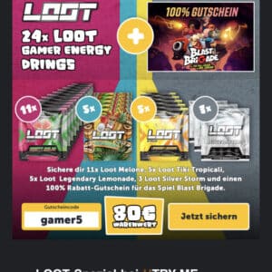 gratis 24x Loot Gamer Energydrink als Zugabe bei Utryme