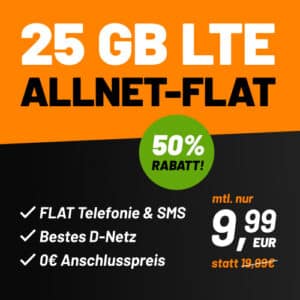 25GB / 40GB / 50GB LTE Telekom Allnet für nur 9,99€/ 14,99€ / 19,99/Monat (mtl. kündbar mgl. | klarmobil Telekom)