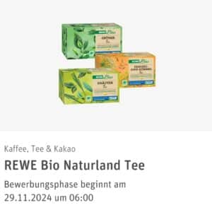 ✅Vorankündigung REWE Produkttest : REWE Bio Naturland Tee