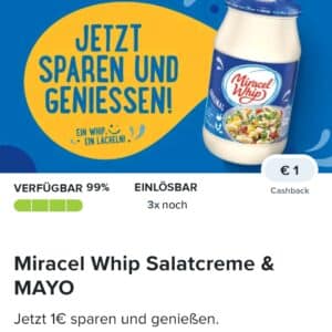 1,00€ Cashback für Miracel Whip Salatcreme und MAYO bei Marktguru