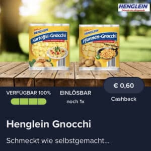 0,60€ Cashback auf Henglein Gnocchi bei Marktguru