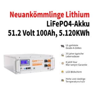 LiFePO4 Akku Batterie 5KWh mit BMS (Solarspeicher)