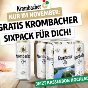 Krombacher Sixpack gratis beim Kauf von Krombacher Produkten im Wert von 5€