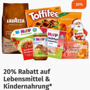 20% Rabatt auf Lebensmittel &amp; Kindernahrung über die Müller App