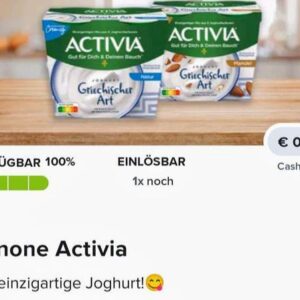 0,50€ Cashback auf Activia Joghurt über marktguru (Angebote: Rewe für 1,49€/1,29€ App)