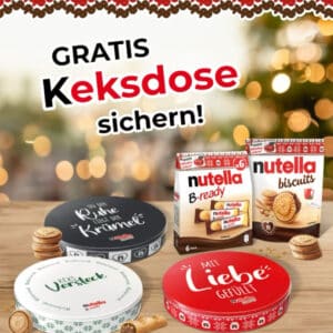 Nutella Keksdose Gratis Erhalten beim Kauf von zwei Aktionspackungen