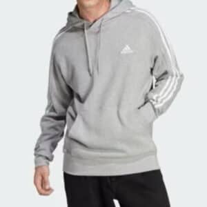 adidas Herren Essentials French Terry 3-Stripes Hoodie in grau für 24,90€ (statt 38,90€)