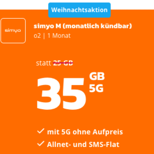 Thumbnail 🤩 5G/LTE Handy Allnets 👉 35GB für 7,99€  🤝 oder 10GB für 4,99€ | 20GB für 6,99€ | 40GB für 9,99€ | 50GB für 14,99€ - simyo im o2-Netz