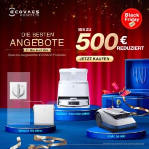 ECOVACS Black Week Sales am Amazon Black Friday 🌬️ DEEBOT T30S PRO Staub-&amp; Wischsauger mit KI für 699€ (statt 991€)