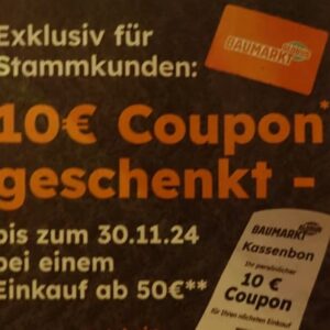 10 € Coupon bei einem 50 € Einkauf bei Globus (nur mit Stammkundenkarte)