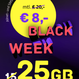 ⭐️ 25GB LTE Telekom Allnet-Flat für 8€ mtl. + 0,00€ AG (mit 5G für 10€ mtl. | HIGH-Tarif)