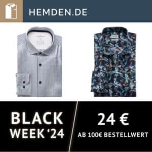 Hemden.de Black Week: 20% auf alles / 24€ Rabatt ab 100€ 