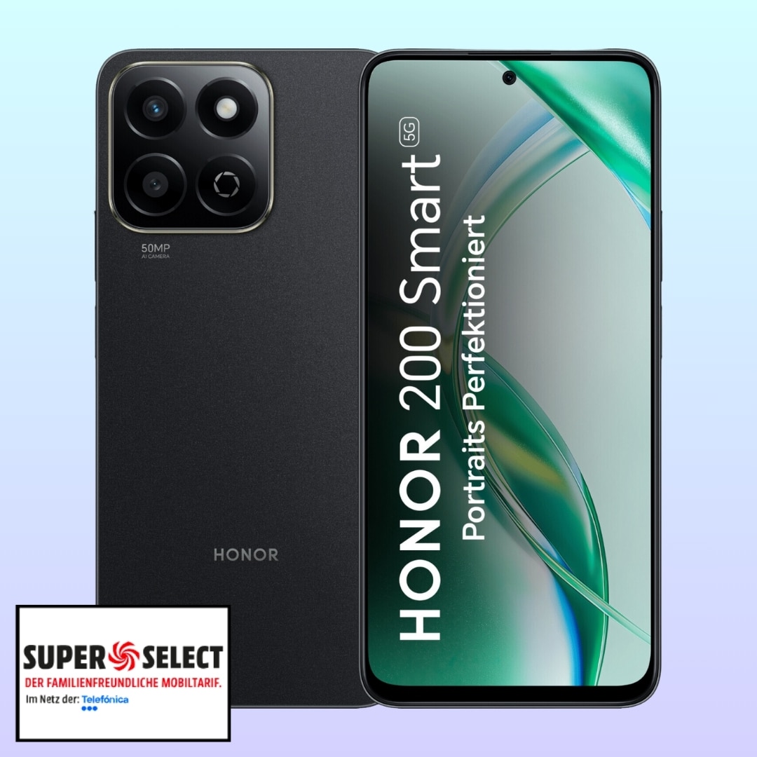 Thumbnail Eff. GRATIS: 😆 Honor 200 Smart (256GB) für einmalig 1€ + 3GB 5G/LTE Allnet für 3,99€/Monat (Super Select XS)