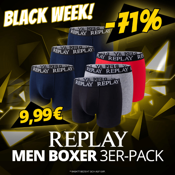 Thumbnail 3er-Pack Replay Basic Cuff Logo Herren-Boxershorts für 14,94€ (statt 27€)