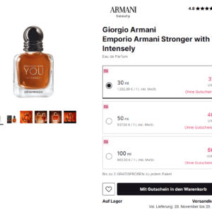 Mit Code teures Parfum günstiger - Giorgio Armani  Emporio Armani Stronger with You Intensely