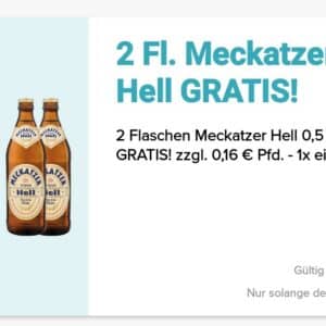 Gratis 2 Flaschen Meckatzer hell in der Logo App