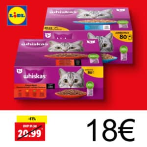 85x Whiskas Katzenfutter für 18€ (statt 26€) ➡️ 0,21€ pro Beutel