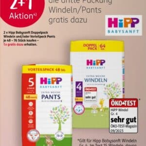 2+1 Aktion rossmann HiPP Babysanft Doppelpack Windeln oder Vorteilpack Pants 48 - 76 Stück