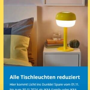 Große Rabatt Aktion auf alle Tischleuchten bei Ikea