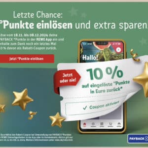 Bei REWE Payback Punkte einlösen und 10% als REWE Guthaben zurückerhalten *ab 18.11.*