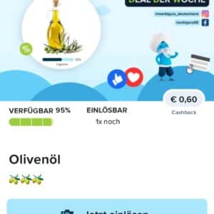 0,60€ Cashback auf Olivenöl bei Marktguru