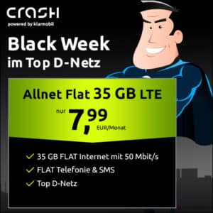 Black Friday Deals 💥 35GB | 50GB | 70GB LTE Vodafone Allnet für 7,99€ | 9,99€ | 11,99€/Monat (Crash Allnet Flat)