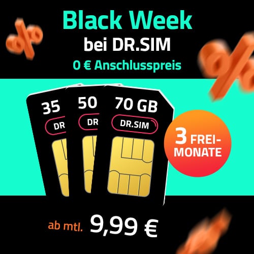 Thumbnail keine Anschlussgebühr 💊 Vodafone-Netz: 35GB / 50GB / 70GB LTE Allnet für 9,99€ / 14,99€ / 19,99€ (auch als mtl. kündbar) - DR. SIM