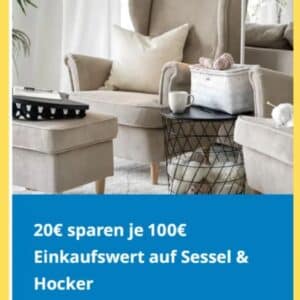 20 Euro Rabatt pro 100 Euro auf alle Sessel und Hocker bei Ikea