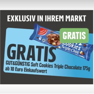 G&amp;G Soft Cookies Triple Chocolate 175g gratis ab 10€ MEW mit der Edeka App