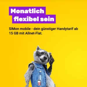 Thumbnail Doppeltes Datenvolumen für 6 Monate 🦝 SIMon mobile: mtl. kündbare 30GB / 40GB / 60GB 5G &amp; LTE Vodafone Allnet ab 8,99€ / 11,99€ / 16,99€